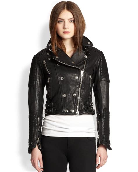 burberry cropped leather biker jacket|burberry bomber jacket women.